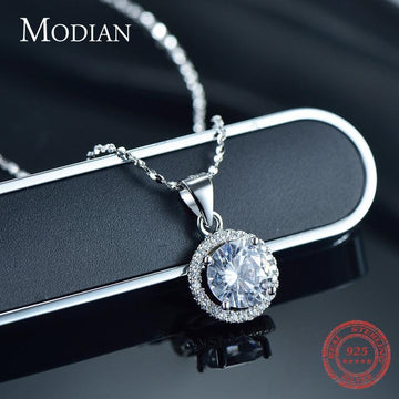 Luxury Women Silver Color Genuine AAA Level Zircon Diamonds Sterling Chain Necklace For Gift Jewelry - The Jewellery Supermarket